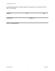 Servicing Only Officer/Manager Questionnaire Form - Michigan, Page 5