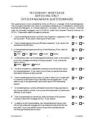 Document preview: Secondary Mortgage Pre-examination Questionnaire - Servicer Only - Michigan