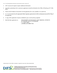 Form FIS1112 Application to Convert Into a State-Chartered Bank - Michigan, Page 2