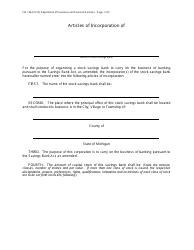 Form FIS1044 &quot;Articles of Incorporation - Stock Savings Bank&quot; - Michigan