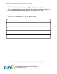Form FIS1045 Articles of Incorporation - Mutual Savings Bank - Michigan, Page 2