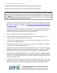 Form FIS1101 Application for Permission to Organize a State-Chartered Savings Bank - Michigan, Page 2