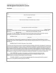 Document preview: Form FIS0508 Debt Management Surety Bond for Licensee - Michigan