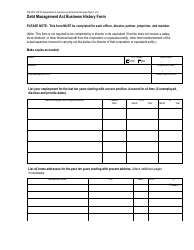 Form FIS0512 Debt Management Act Business History Form - Michigan