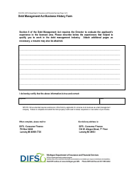 Form FIS0512 Debt Management Act Business History Form - Michigan, Page 3
