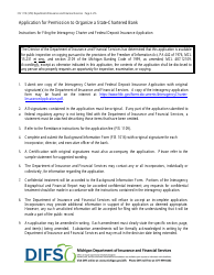 Form FIS1110 Application for Permission to Organize a State-Chartered Bank - Michigan, Page 2