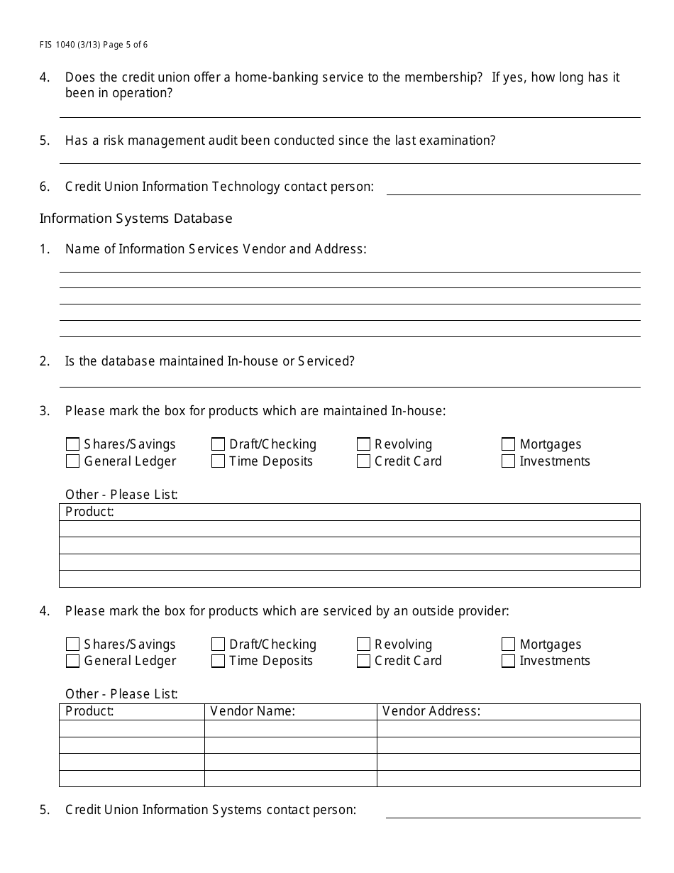 Form FIS1040 Pre-examination Inquiry - Michigan, Page 5