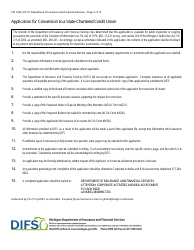 Form FIS1062 Application for Conversion to a State-Chartered Credit Union - Michigan, Page 2