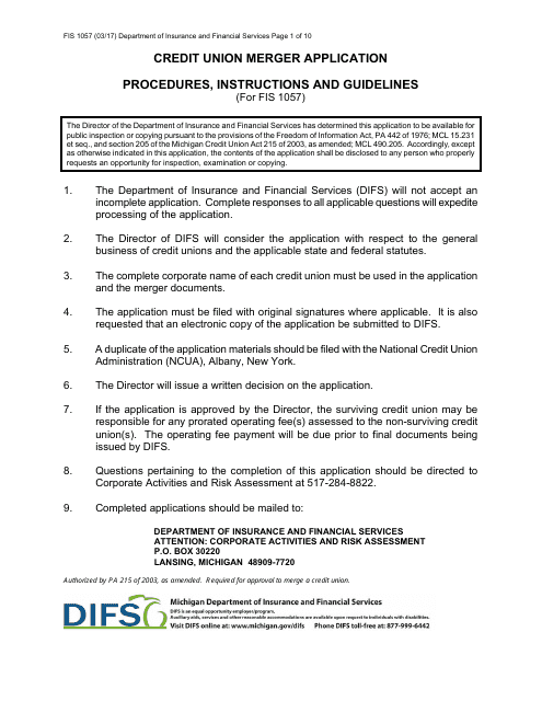 Form FIS1057  Printable Pdf