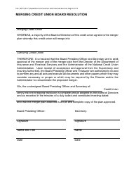 Form FIS1057 Application for Permission to Merge a Credit Union With Another Credit Union - Michigan, Page 8