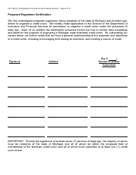 Form FIS1056 Application for Permission to Organize a State-Chartered Credit Union - Michigan, Page 6
