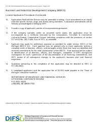 Form FIS1041 Application for License as a Business and Industrial Development Company (Bidco) - Michigan, Page 2