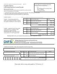 Form FIS0407 Payment Sheet for Continuing Education Course/Provider - Michigan