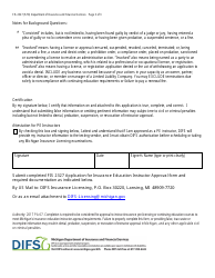 Form FIS2327 Application for Insurance Education Instructor Approval - Michigan, Page 3