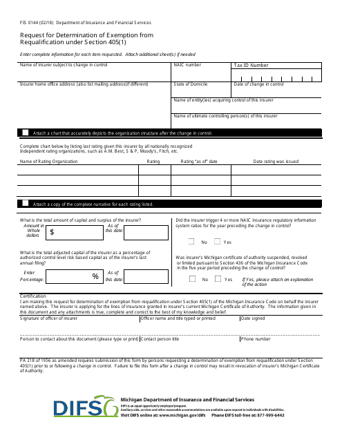 Form FIS0144  Printable Pdf