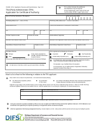 Document preview: Form FIS0861 Third Party Administrator (Tpa) Application for Certificate of Authority - Michigan