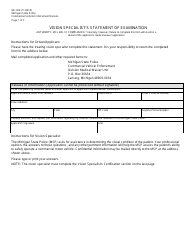 Form MC-029 Vision Specialist&#039;s Statement of Examination - Michigan