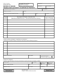 Form CID-013 &quot;Record of Seizure Prosecutor's Authority to Dispose of Property&quot; - Michigan