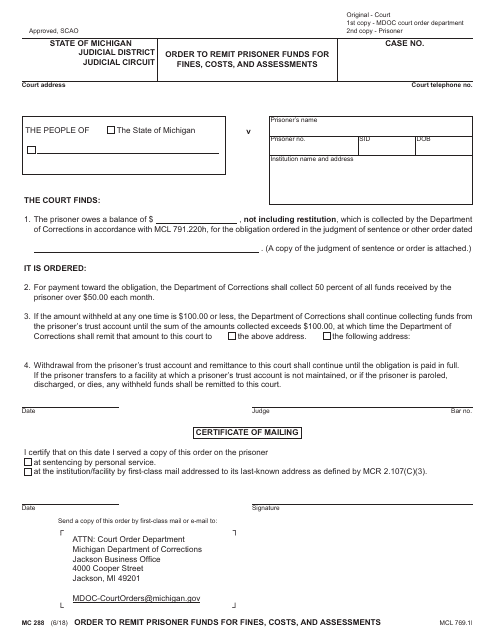 Form MC288  Printable Pdf