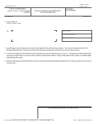 Document preview: Form JC60 Notice of Intent to Intercept State Income Tax - Michigan