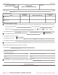 Document preview: Form PCA301A Petition for Direct Placement Adoption - Michigan
