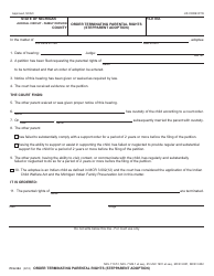 Document preview: Form PCA304 Order Terminating Parental Rights (Stepparent Adoption) - Michigan
