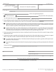 Document preview: Form PCA305A Release of Child by Guardian - Michigan