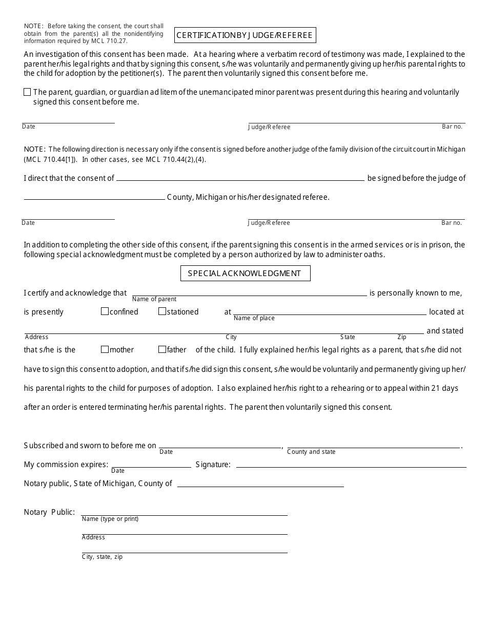 Form Pca308 - Fill Out, Sign Online And Download Fillable Pdf, Michigan 