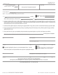 Document preview: Form PCA305 Release of Child by Parent - Michigan