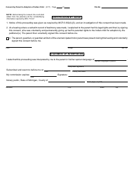 Form PCA308-I Consent by Parent to Adoption of Indian Child - Michigan, Page 2