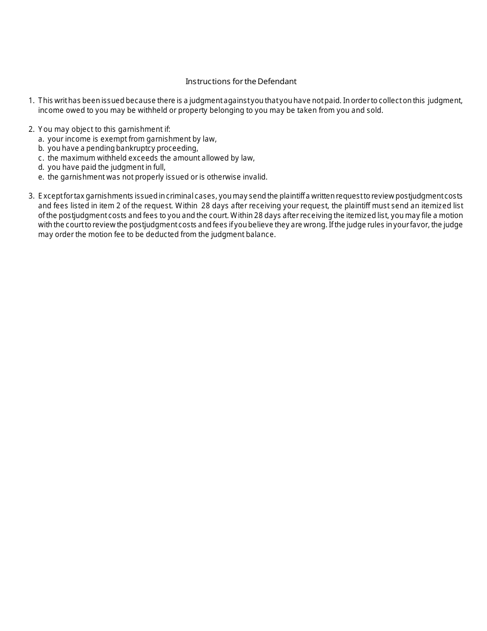 Form MC52 Request and Writ for Garnishment (Income Tax Refund / Credit) - Michigan, Page 3