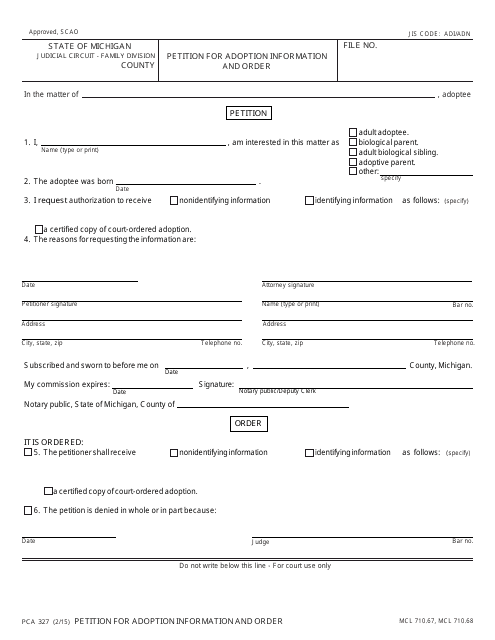 Form PCA327  Printable Pdf