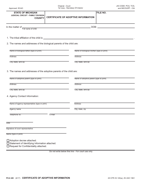 Form PCA328  Printable Pdf