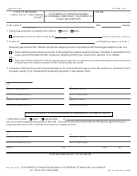 Document preview: Form PCA329 Statement of Parent/Guardian Authorizing Temporary Placement of Child for Adoption - Michigan