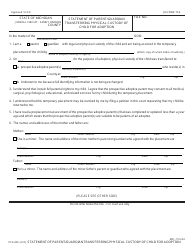 Form PCA330 Statement of Parent/Guardian Transferring Physical Custody of Child for Adoption - Michigan