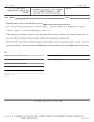 Document preview: Form PCA332 Statement of Prospective Adoptive Parent Transferring Physical Custody of Child for Adoption - Michigan