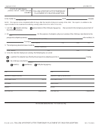 Document preview: Form PCA333 Follow-Up Report After Temporary Placement of Child for Adoption - Michigan
