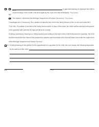 Form PCA336 Order to Determine Custody of Child Temporarily Placed for Adoption - Michigan, Page 2
