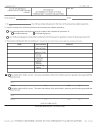 Document preview: Form PCA335 Petition to Determine Custody of Child Temporarily Placed for Adoption - Michigan