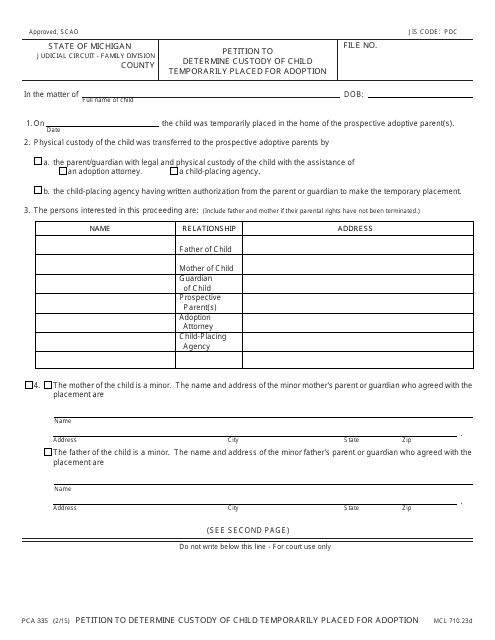 Form PCA335  Printable Pdf