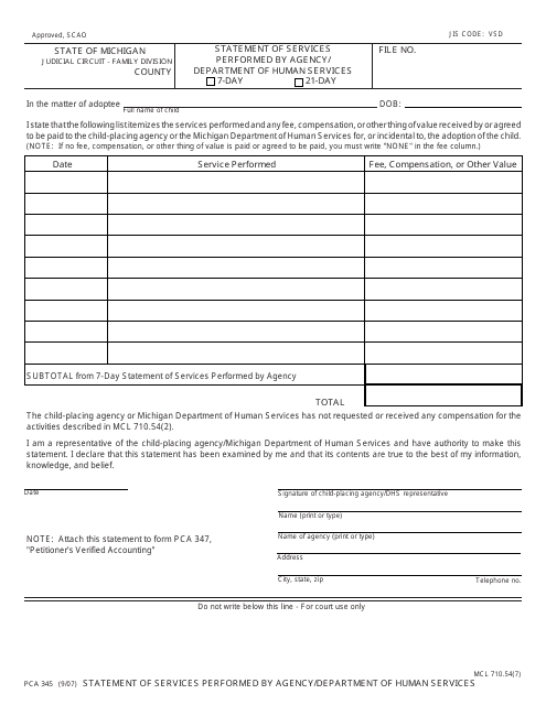 Form PCA345  Printable Pdf