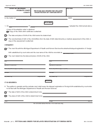 Document preview: Form PCA350 Petition and Order for Delayed Registration of Foreign Birth - Michigan