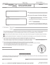 Document preview: Form FOC2B Notice of Contempt Hearing for Failure to Pay Support - Michigan