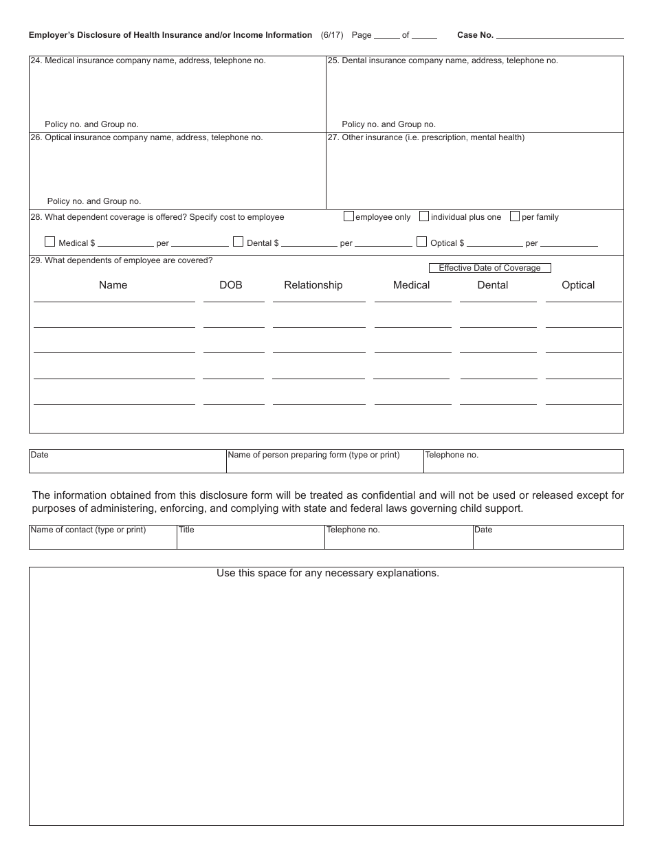 Form FOC22 Employers Disclosure of Health Insurance and / or Income Information - Michigan, Page 2