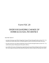 Document preview: Form FOC29 Order Regarding Change of Domicile/Legal Residence - Michigan