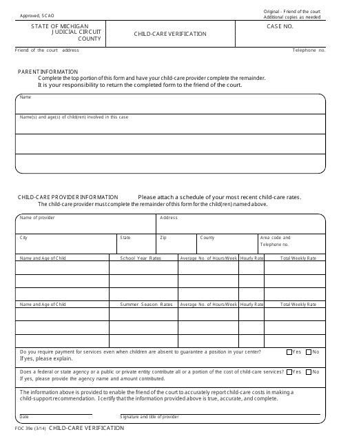 Form FOC39E  Printable Pdf