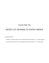 Form FOC53 Notice of Hearing to Enter Order - Michigan