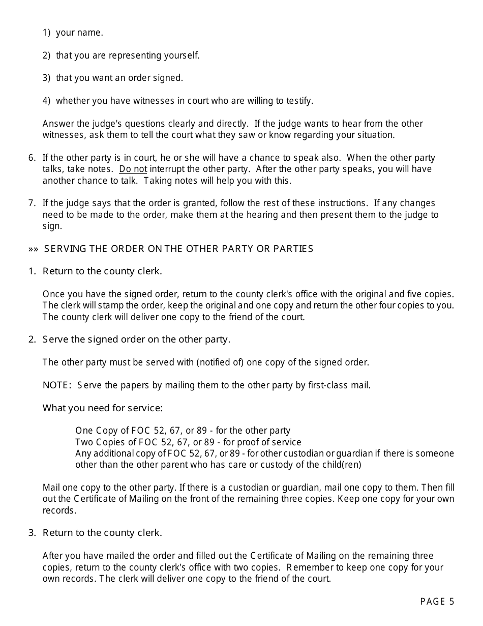 Form FOC53 Notice of Hearing to Enter Order - Michigan, Page 5
