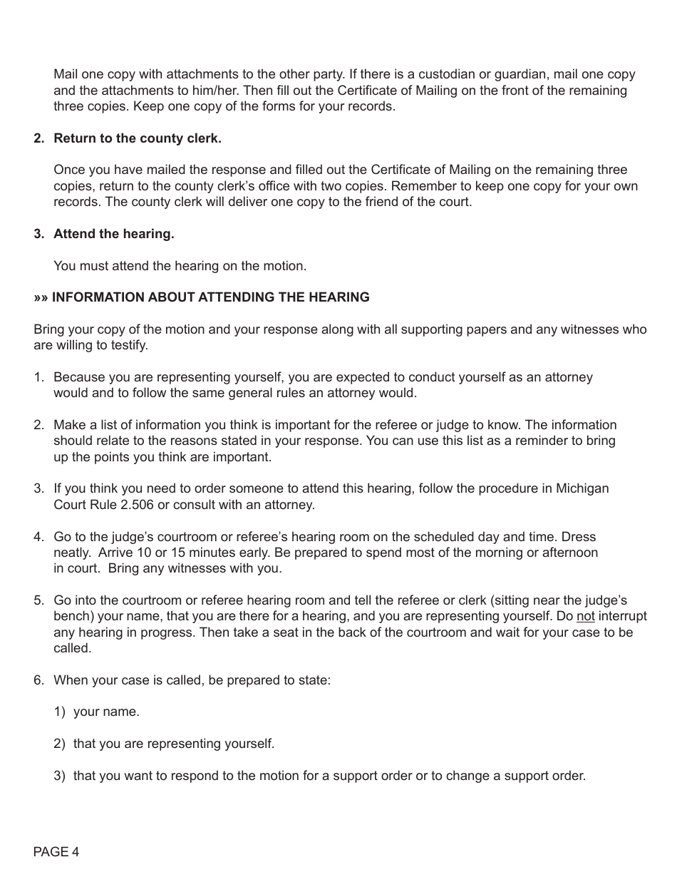 Form FOC51 Response to Motion Regarding Support - Michigan, Page 4