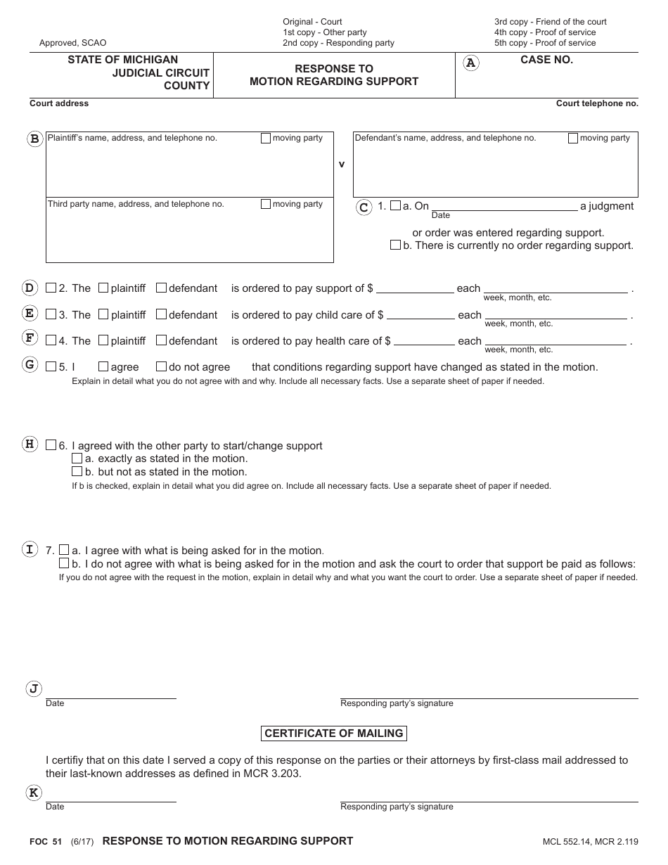 Form FOC51 Response to Motion Regarding Support - Michigan, Page 7